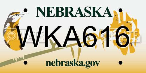 WKA616 Nebraska License Plate