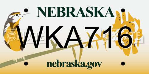 WKA716 Nebraska License Plate