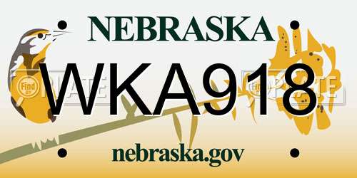 WKA918 Nebraska License Plate