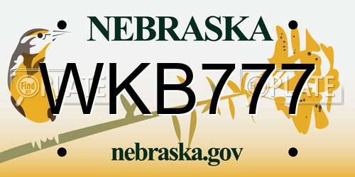 WKB777 Nebraska License Plate