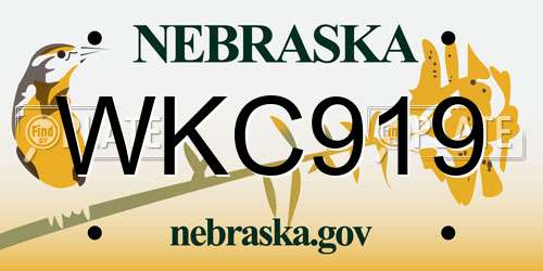 WKC919 Nebraska License Plate
