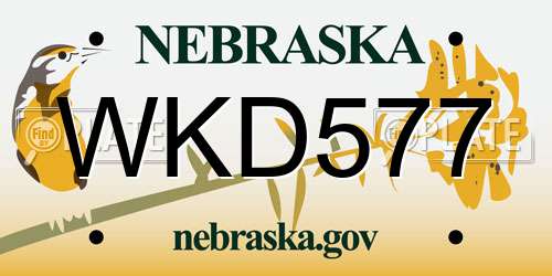WKD577 Nebraska License Plate