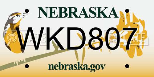WKD807 Nebraska License Plate