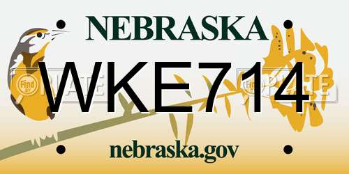 WKE714 Nebraska License Plate