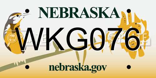 WKG076 Nebraska License Plate