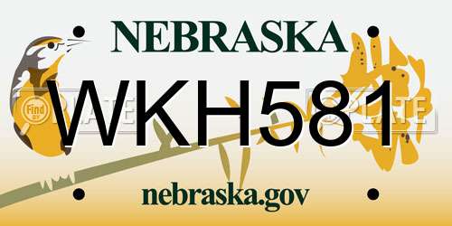 WKH581 Nebraska License Plate