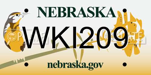 WKI209 Nebraska License Plate