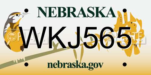 WKJ565 Nebraska License Plate