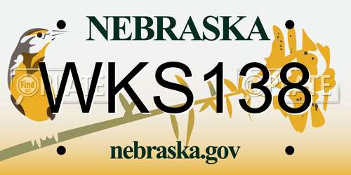 WKS138 Nebraska License Plate