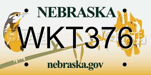 WKT376 Nebraska License Plate