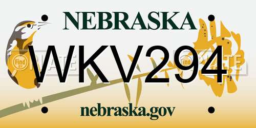 WKV294 Nebraska License Plate
