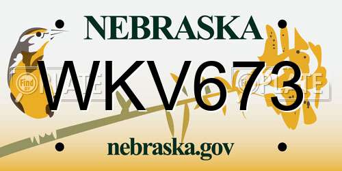 WKV673 Nebraska License Plate