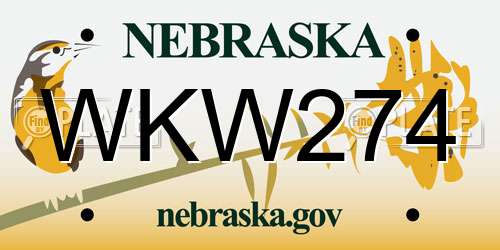 WKW274 Nebraska License Plate