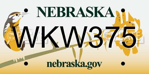 WKW375 Nebraska License Plate