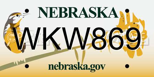 WKW869 Nebraska License Plate