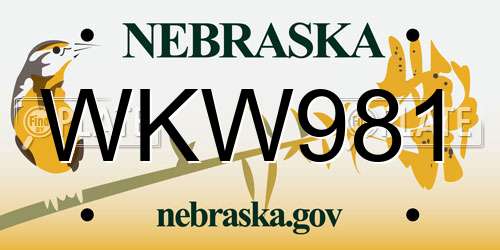 WKW981 Nebraska License Plate
