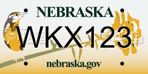 WKX123 Nebraska License Plate