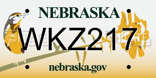 WKZ217 Nebraska License Plate