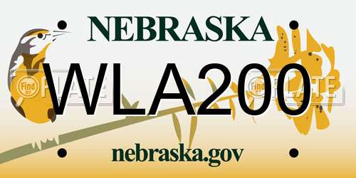 WLA200 Nebraska License Plate