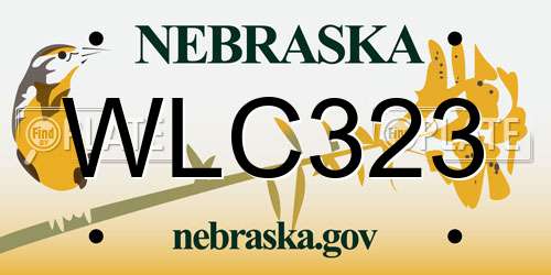 WLC323 Nebraska License Plate