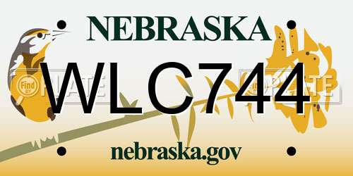 WLC744 Nebraska License Plate