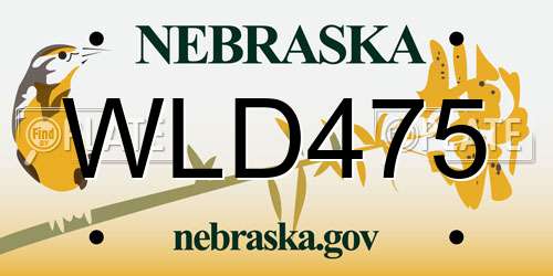 WLD475 Nebraska License Plate