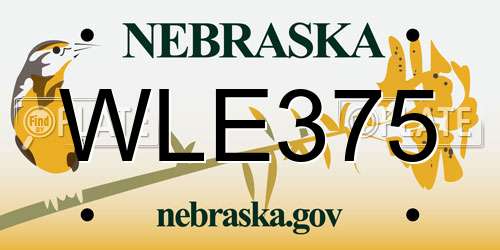 WLE375 Nebraska License Plate