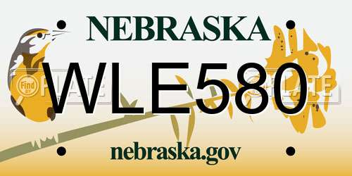 WLE580 Nebraska License Plate