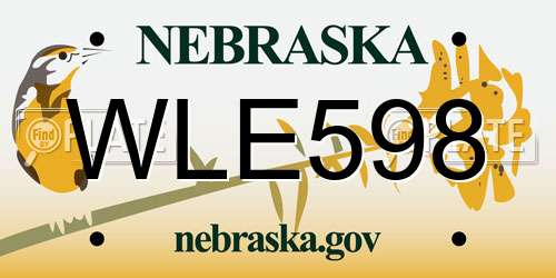 WLE598 Nebraska License Plate
