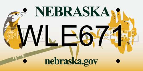 WLE671 Nebraska License Plate