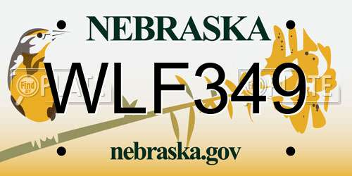 WLF349 Nebraska License Plate