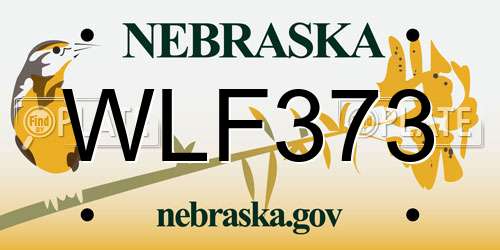 WLF373 Nebraska License Plate