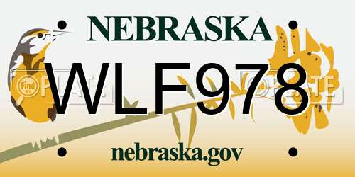 WLF978 Nebraska License Plate