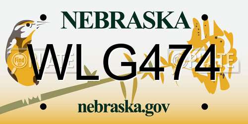 WLG474 Nebraska License Plate