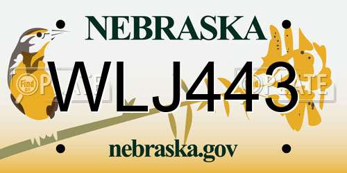 WLJ443 Nebraska License Plate