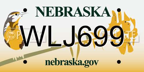 WLJ699 Nebraska License Plate