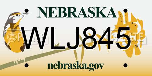 WLJ845 Nebraska License Plate