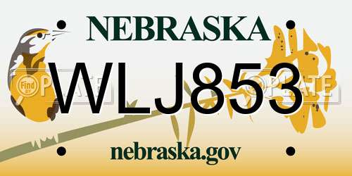 WLJ853 Nebraska License Plate