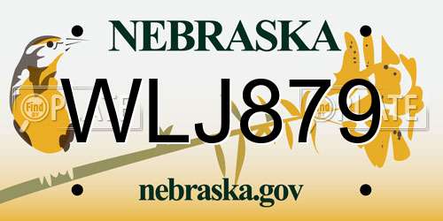 WLJ879 Nebraska License Plate