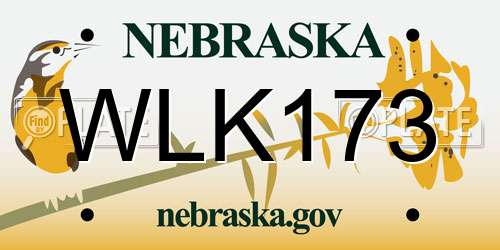 WLK173 Nebraska License Plate