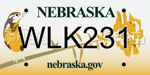 WLK231 Nebraska License Plate