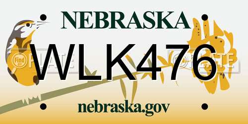 WLK476 Nebraska License Plate
