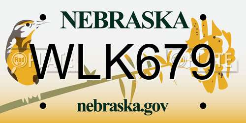 WLK679 Nebraska License Plate
