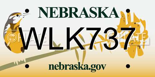 WLK737 Nebraska License Plate