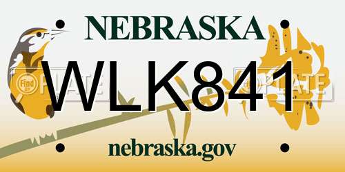 WLK841 Nebraska License Plate