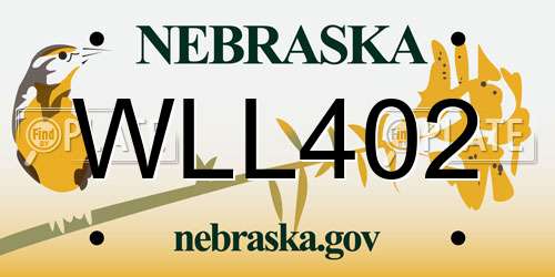 WLL402 Nebraska License Plate