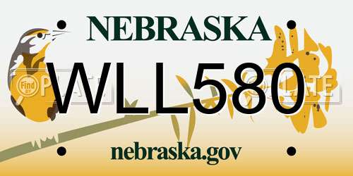 WLL580 Nebraska License Plate