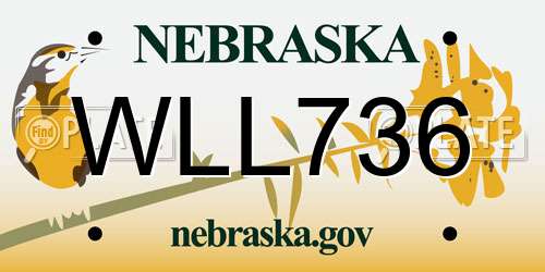WLL736 Nebraska License Plate