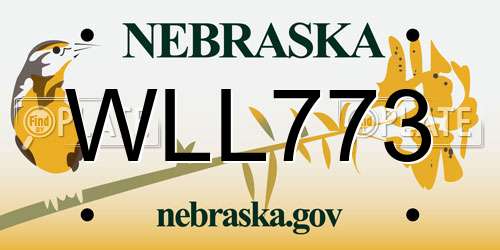 WLL773 Nebraska License Plate