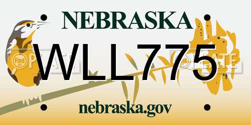 WLL775 Nebraska License Plate